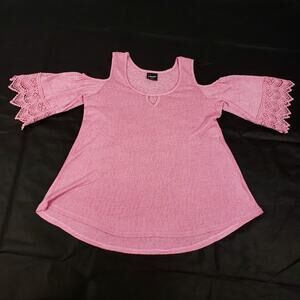 Wallpapher Knitted Crochet 3/4 Sleeve Cold Shoulder Romantic Boho Cottagecore